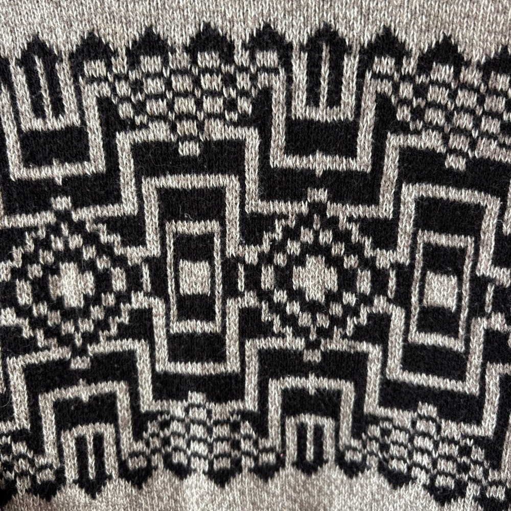 Urban Pipeline Mens XL Geometric Pattern Knit Hoodie Sweater Taupe Black - Picture 3 of 7
